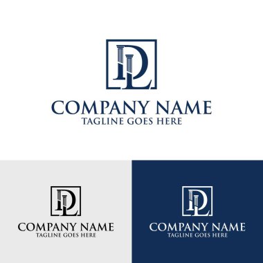 DL harfi ilk sütun hukuk firması logo tasarım şablonu
