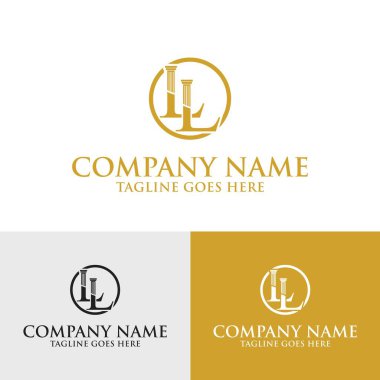 LL harfi ilk sütun hukuk firması logo tasarım şablonu