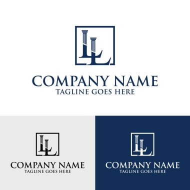 LL harfi ilk sütun hukuk firması logo tasarım şablonu