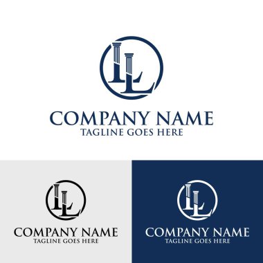 LL harfi ilk sütun hukuk firması logo tasarım şablonu
