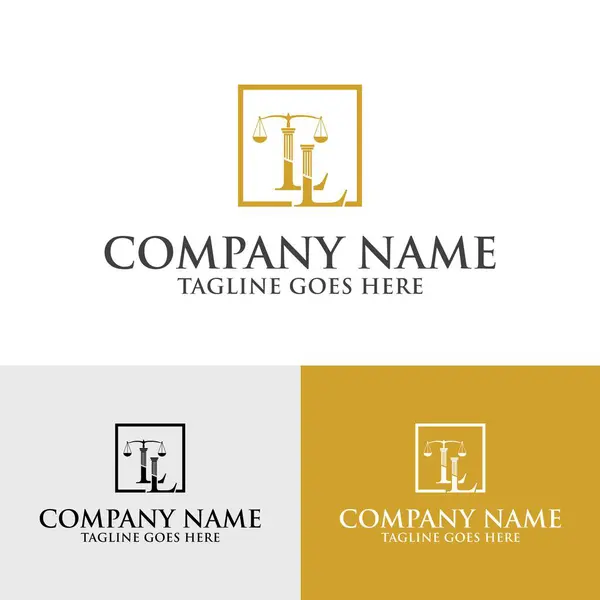 LL harfi ilk sütun hukuk firması logo tasarım şablonu