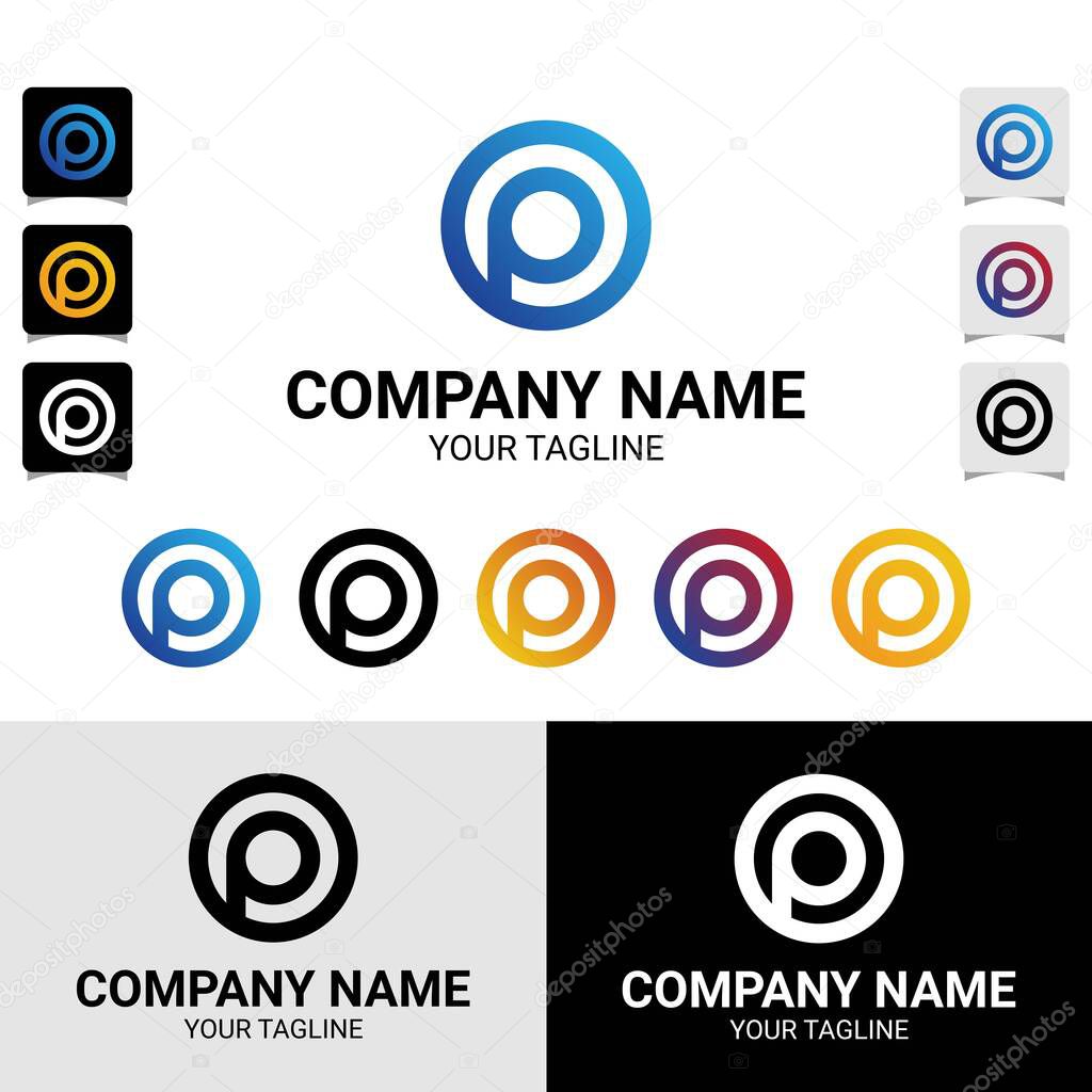 OP letter initial logo design template