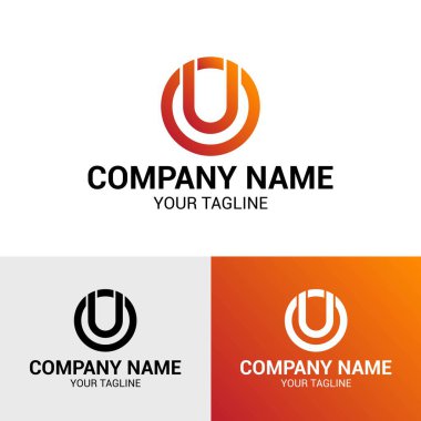 OU UO harfi ilk logo dizayn şablonu