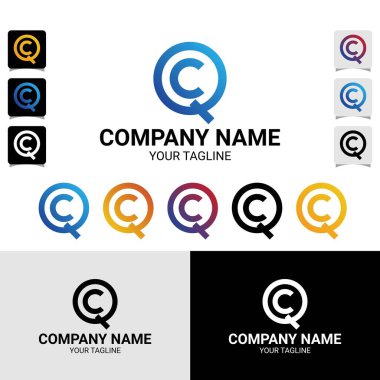 QC CQ harfi ilk logo tasarım şablonu