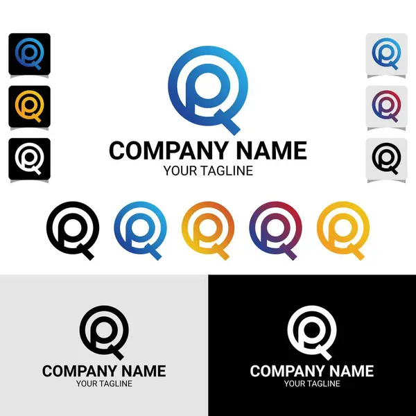 QP PQ harfi ilk logo tasarım şablonu