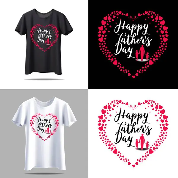 Babalar Günü Typography Kaligrafi Tişört Tasarımı Baba ve Çocukların silüet Şablonu