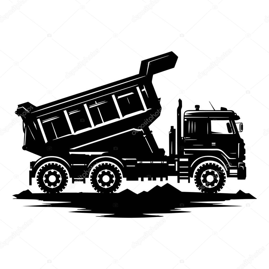 Dump Truck Silhouette Vector Illustration Template