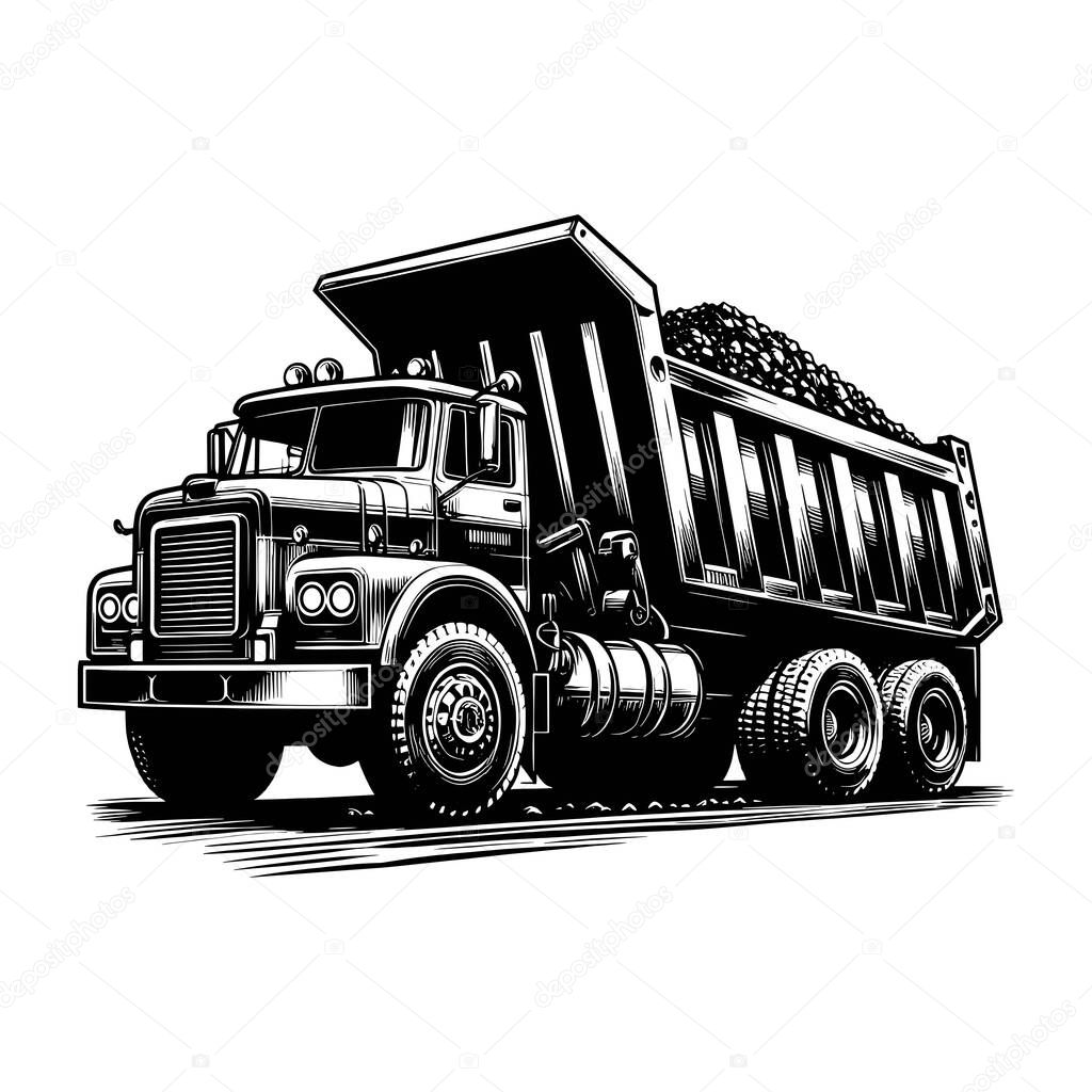 Dump Truck Silhouette Vector Illustration Template
