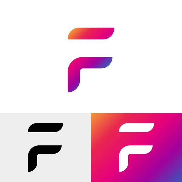 F Harfi Renkli Logo Şablonu