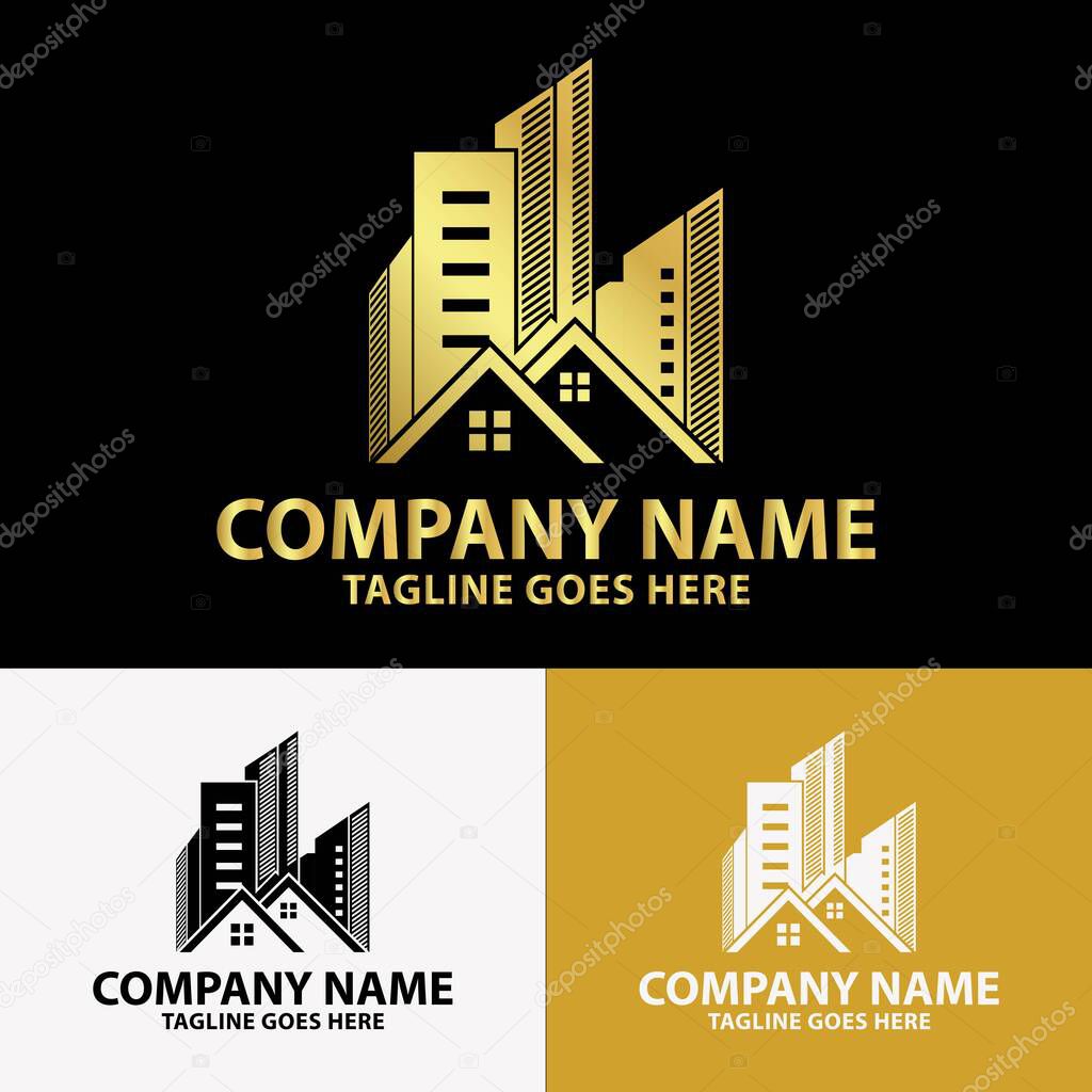 Luxury Real estate property apartment logo design template