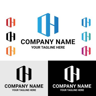 Soyut baş harfler DH, OH harfli monogram vektör logosu tasarımı