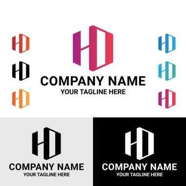 Soyut baş harfler HD, HO harfli monogram vektör logo tasarımı