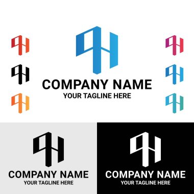 Soyut ilk QH harf monogram logo tasarım şablonu