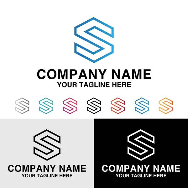 S harfi ilk taslak teknoloji şirketinin gradyan renk logosu