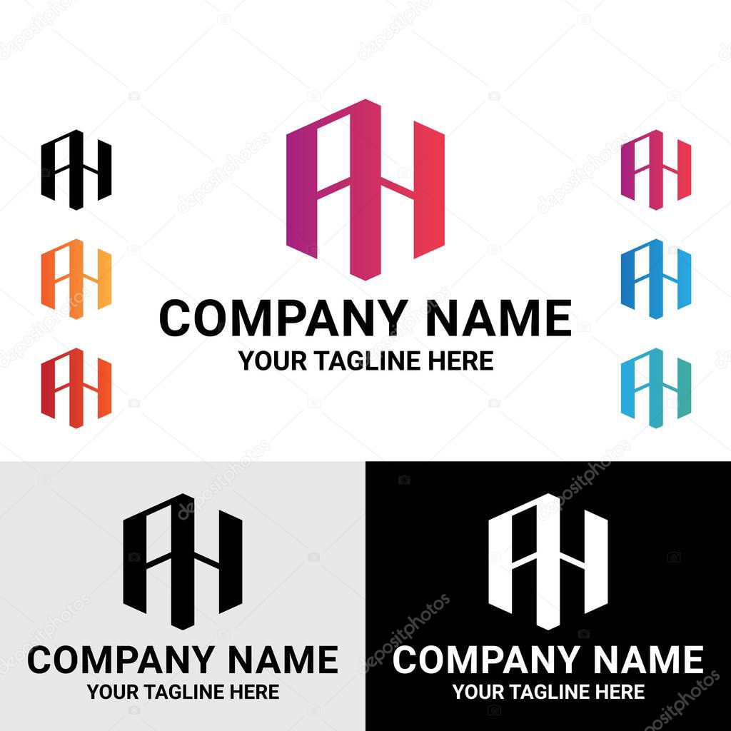 Abstract initial AH letter monogram vector logo design