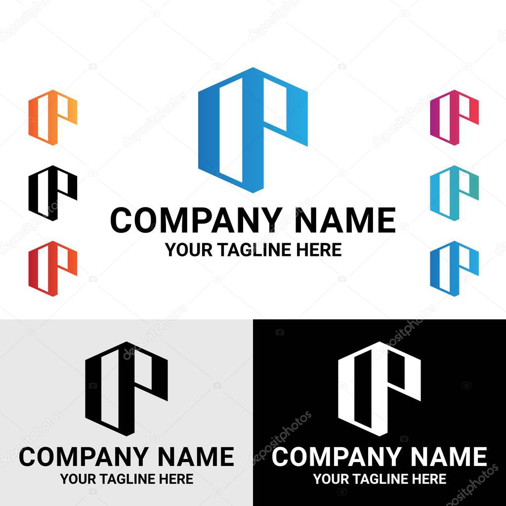 Abstract initials DP, OP letter monogram vector logo design