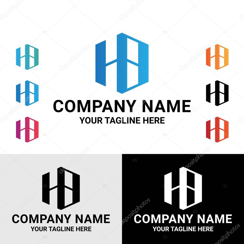 Abstract initial HB letter monogram vector logo design