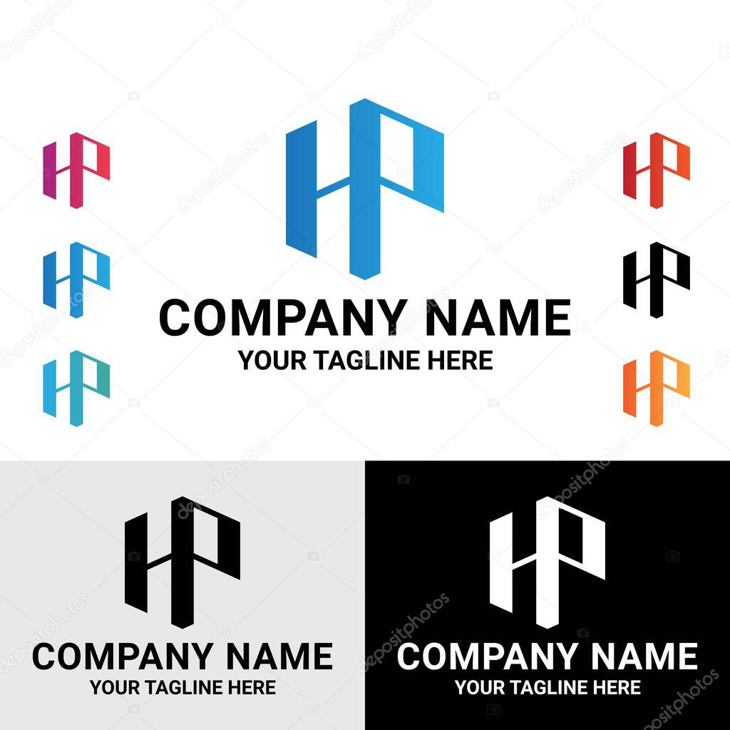 Abstract initial HP letter monogram vector logo design