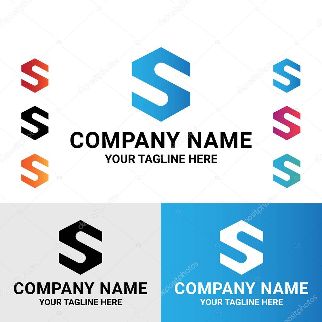 Abstract initial S letter polygonal shape geometric modern vector logo design