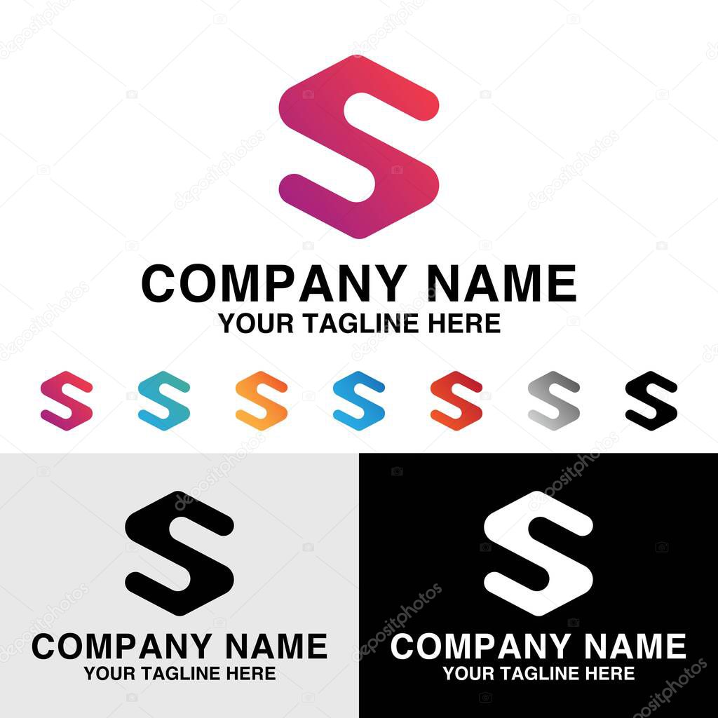 Abstract S letter initial technology company gradient color logo