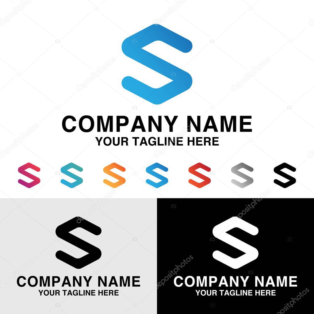 Abstract S letter initial technology company gradient color vector logo