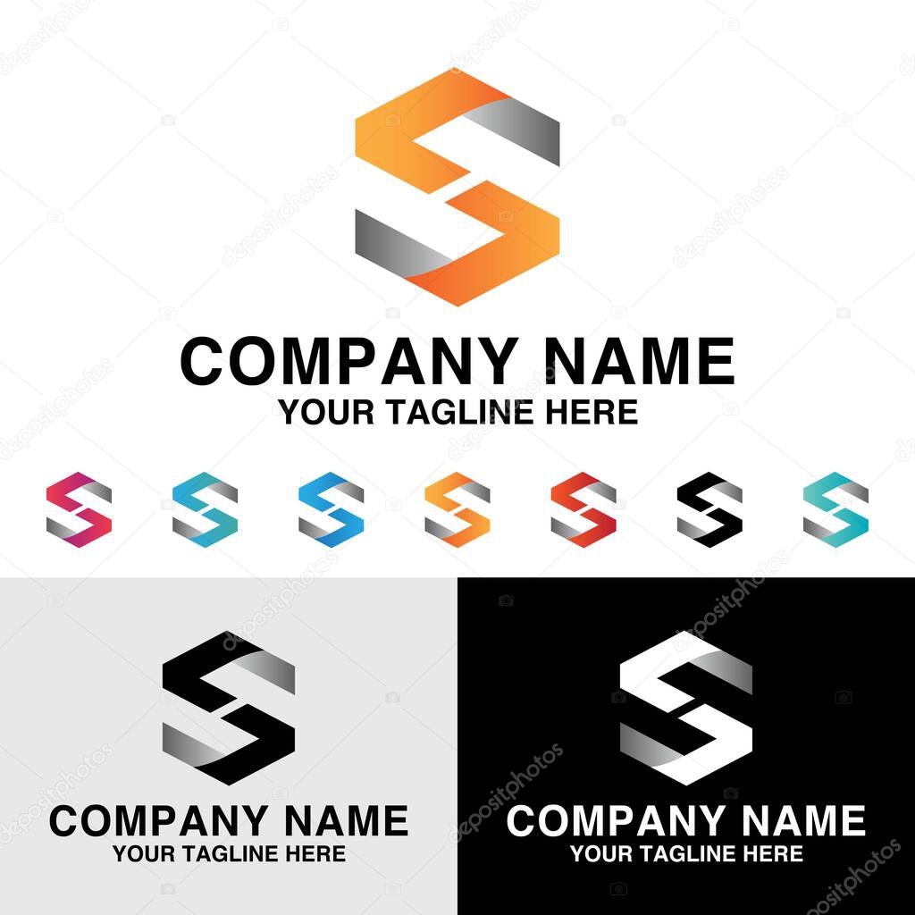 S letter initial modern tech concept gradient color vector logo design template