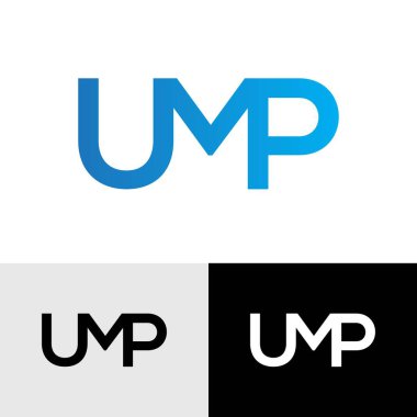 İlk UMP harfi tipografi vektör logo tasarım şablonu