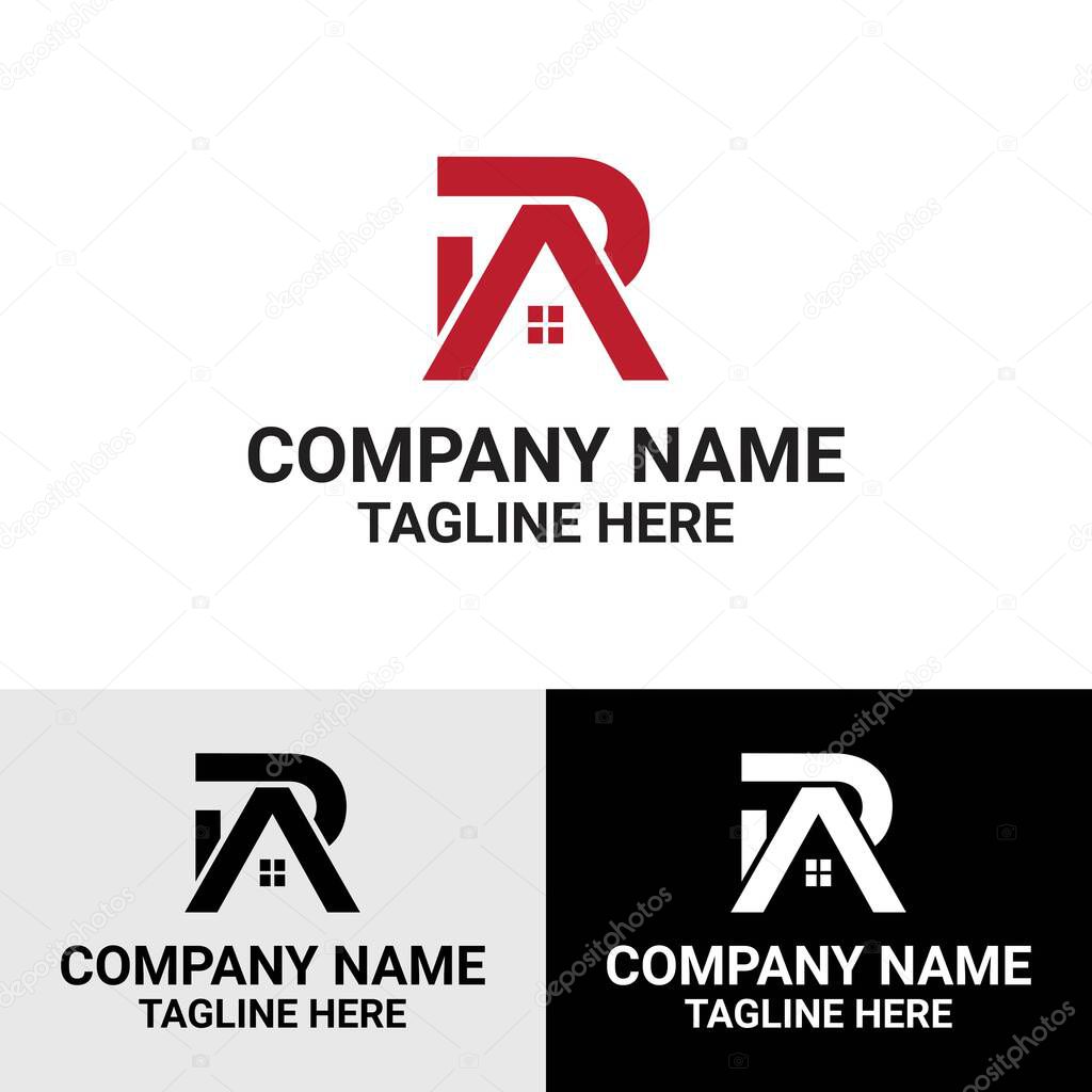 RA, AR letter initial real estate vector logo design template