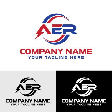 AER ilk 3 harfli elektrik vektör logo tasarım şablonu