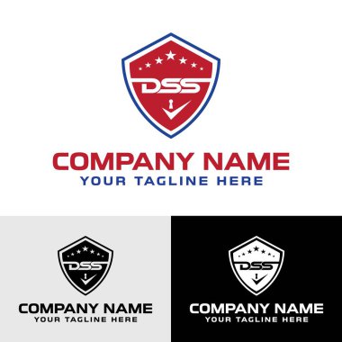 İlk DSS harfi modern güvenlik görevlisi logo tasarım şablonu