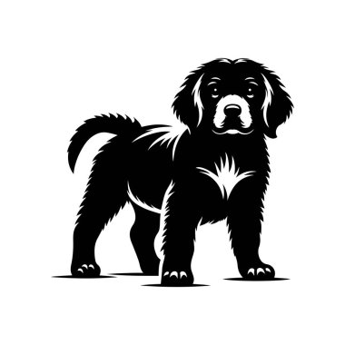 Şirin bir yavru köpek ikonu silueti vektör sanat çizimi tasarım şablonu
