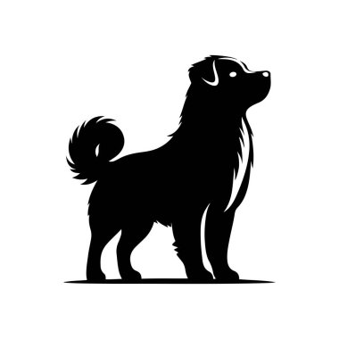Şirin bir yavru köpek ikonu silueti vektör sanat çizimi tasarım şablonu