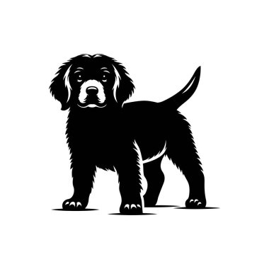 Şirin bir yavru köpek ikonu silueti vektör sanat çizimi tasarım şablonu