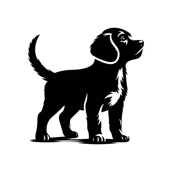 Şirin bir yavru köpek ikonu silueti vektör sanat çizimi tasarım şablonu