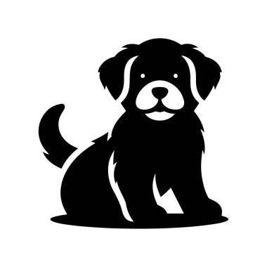 Şirin bir yavru köpek ikonu silueti vektör sanat çizimi tasarım şablonu