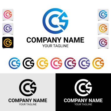 CCS, CSC 3 Harfli İlk Tipografi Modern Yuvarlak Vektör Logo Tasarım Şablonu