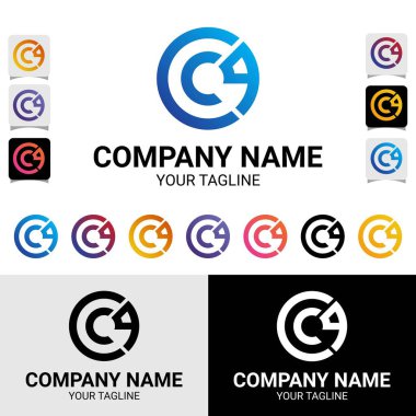 CCQ, CQC, CC9, 3 harfli ilk tipografi Modern Yuvarlak Vektör Logo Tasarım Şablonu