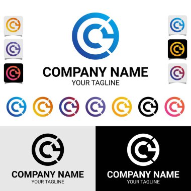 CCY, CYC, CC4, C4C, 3 harfli İlk Tipografi Modern Yuvarlak Çember Stil Vektör Logo Şablonu