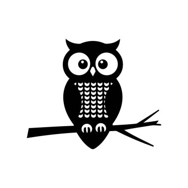 Owl silhouette icon on a branch vector art design clipart