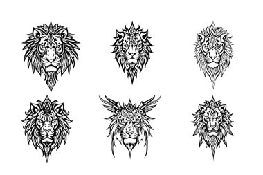 Lion head vector art tattoo design template clipart