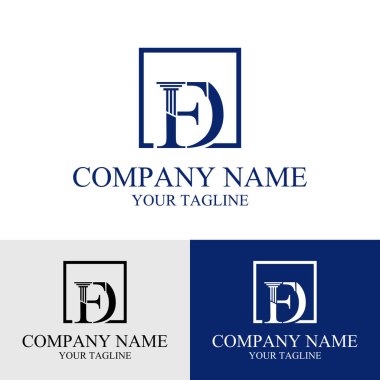 Kare bir hukuk firması logo tasarım şablonunda FD 'nin ilk mektubu