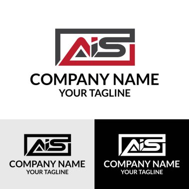 İlk AIS harfi modern tipografi kare kutu şeklinde logo tasarım şablonu