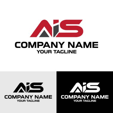 İlk AIS harfi modern tipografi logosu tasarım şablonu. 