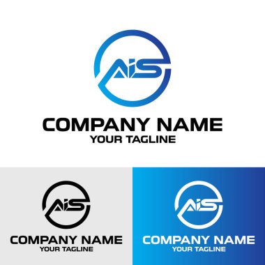 İlk AIS harfi modern tipografi yuvarlak çember logo tasarım şablonu