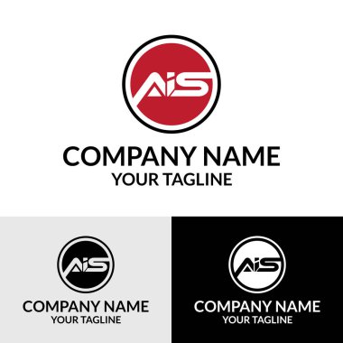 İlk AIS harfi modern tipografi yuvarlak dairesel vektör logo tasarım şablonu