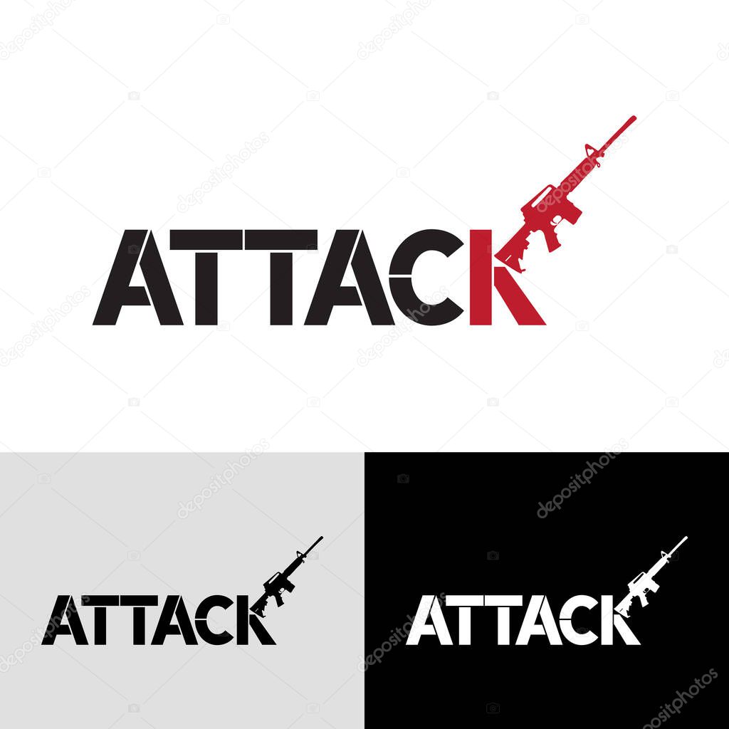 Attack modern typography logo design. Modern logo design featuring 