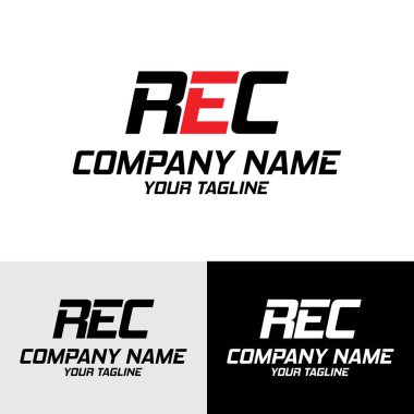 İlk REC harfi modern tipografi basit vektör logo tasarım şablonu