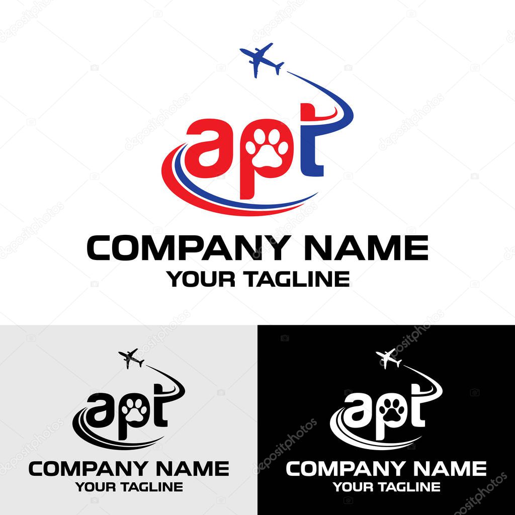 Initial APT letter animal transportation vector logo design