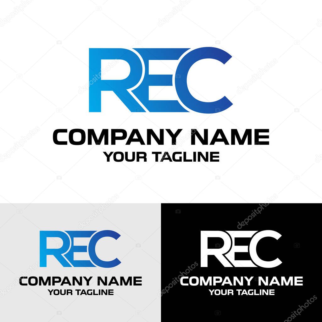 Initial REC letter modern typography logo design template