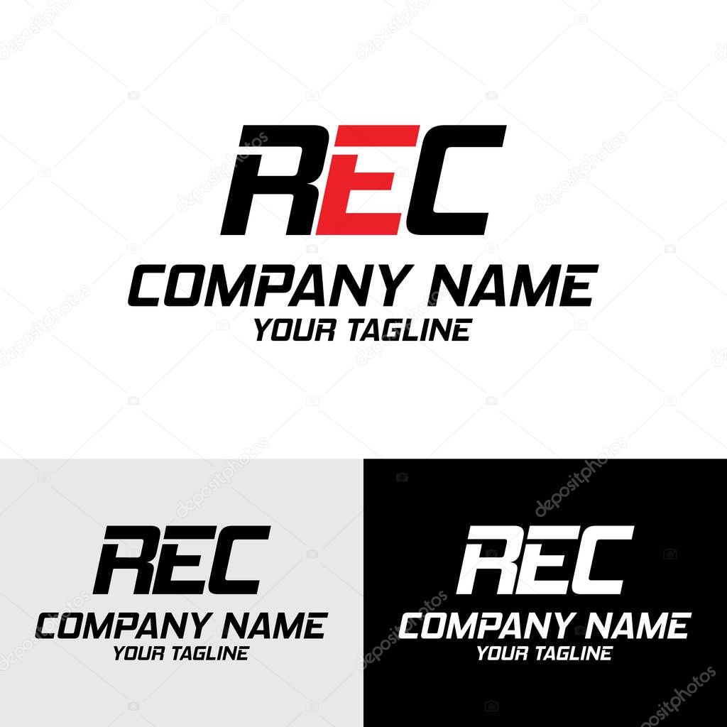 Initial REC letter modern typography simple vector logo design template